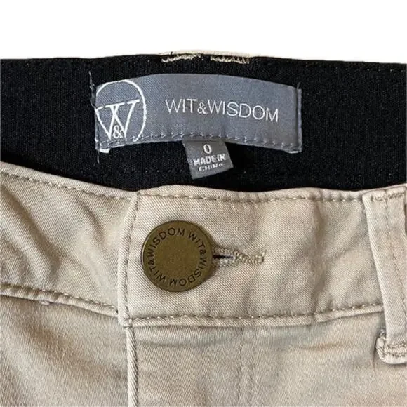 Nordstrom Wit & Wisdom Khaki 'Ab'Solution High Waist Ankle Skinny Pants Size 0 - Picture 9 of 10